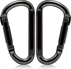 860lbs Iron Carabiner Clip, 3" D Shape Hook - for Hammocks, Camping, Hiking Accessories, Dog Leashes, Gym and More - Black