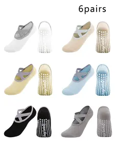 Women's Solid Color Non-Slip Athletic Socks, High Stretch Breathable Comfortable Thickened Sports Socks for Gym Workout Running, Women's Socks for All Seasons