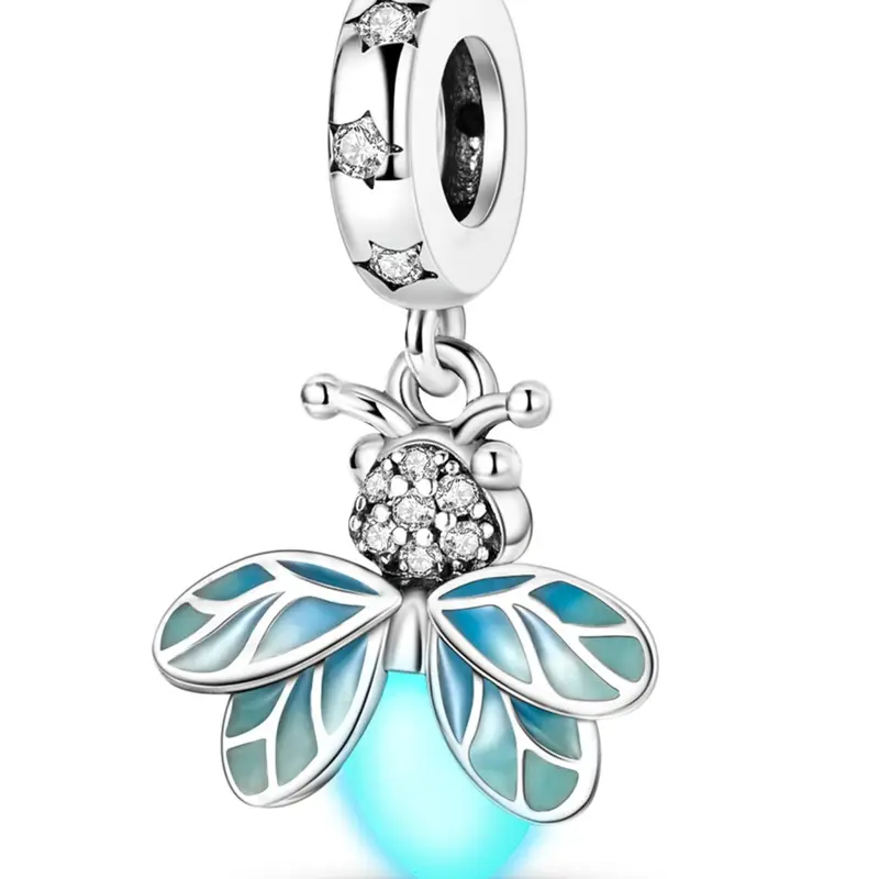 Rhinestone & Glow in the Dark Decorative Firefly Dangle Charm, Pendants, Glitter Zircon Decor Bead, Diy Jewelry Making Supplies for Bracelet & Necklace & Earrings