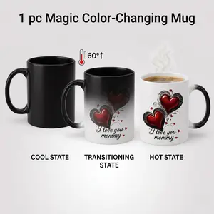"I Love You Mommy" Red Heart Color Changing Mug |   Heat Reveal Magic Coffee Cup Surprise Gift for Mom, Best Mother's Day Birthday Present from Daughter Son Kids, 11oz Heat Sensitive Ceramic Drinkware