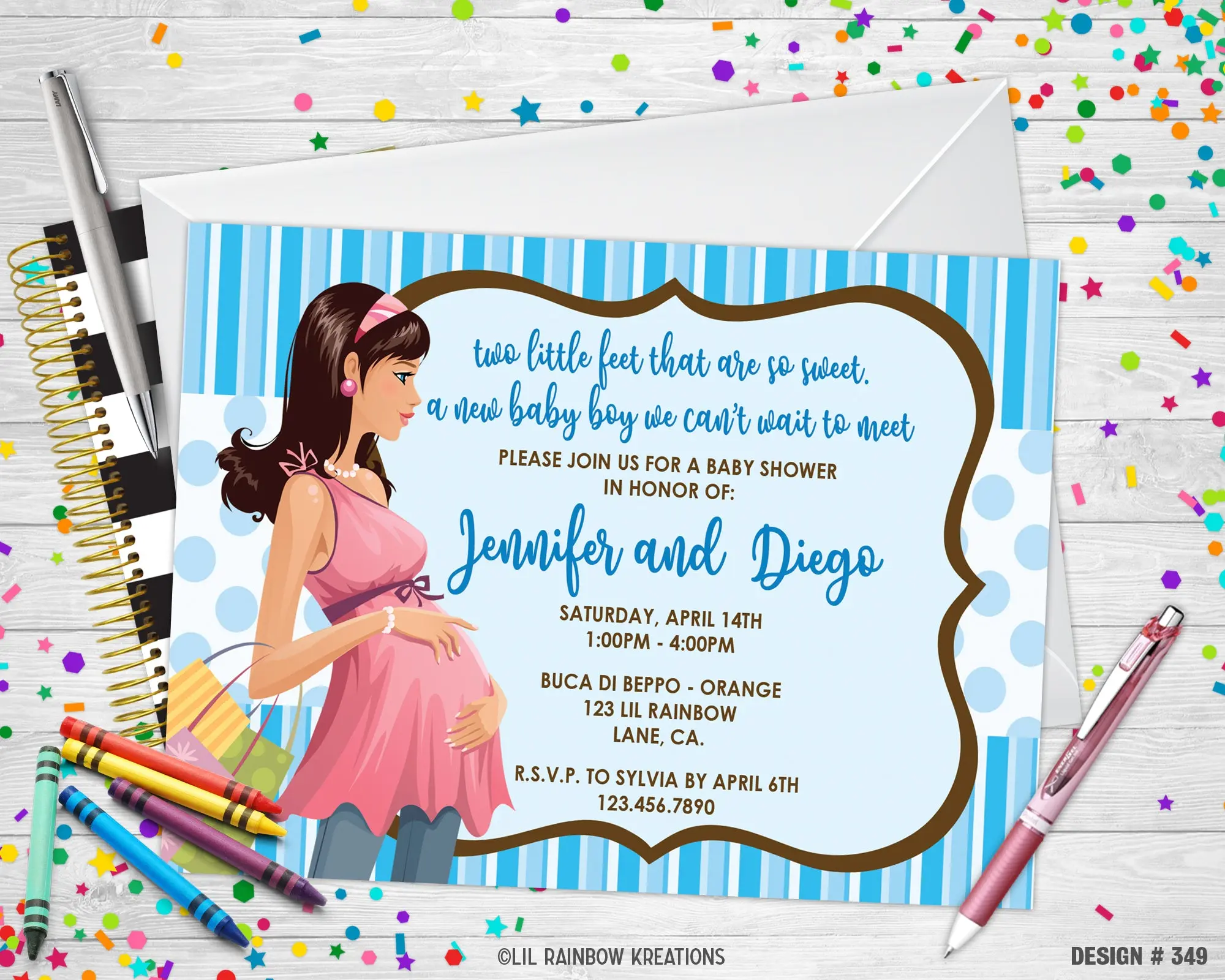349 | Shopping Mommy Baby Shower Invitation & Thank You Card