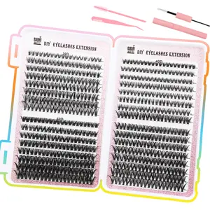 32 Rows Of Eyees Book Cluster 640 Segmented Lashes Set with Long-lasting Lash Bond and Seal,Tweezers and Remover for DIY Eye at Home lash clusters  kit