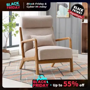 [TikTokShopBlackFriday] Ebello 26" Wide Single Lounge Accent Armchair with Solid Wood Frame for Living Room, Beige