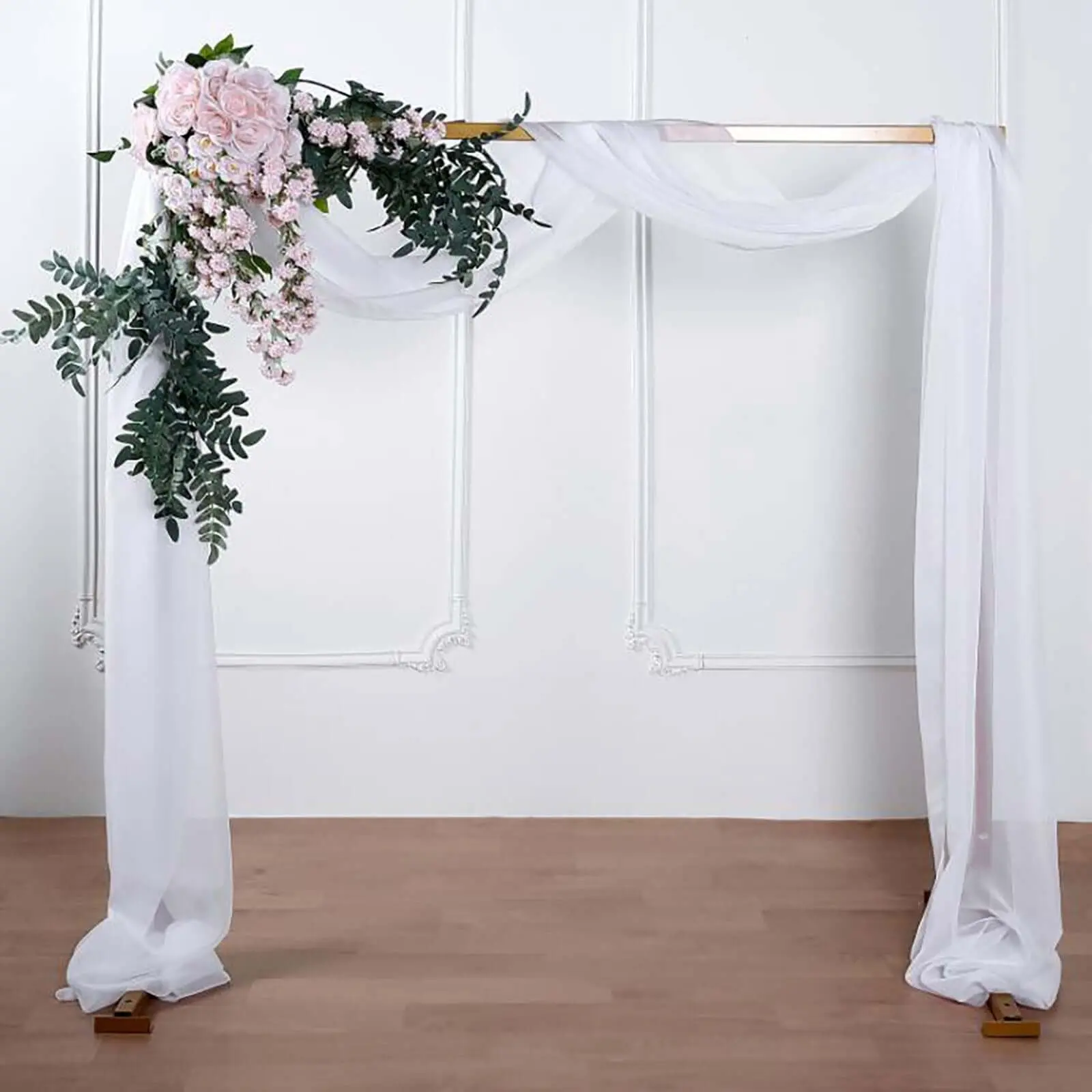 White Sheer Organza Wedding Arch Draping Fabric - 18ft Long Curtain, Hangable Wedding Party Backdrop, Backdrops for Photoshoot, Party Decorations, Window Scarf Valance