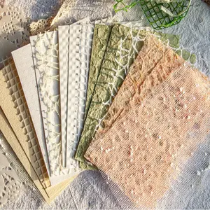 Scrapbook Paper, 16 Sheets Textured Paper Mesh Fabric Mix Special Junk Journal Papers for Journaling, Decoupage, Scrapbooking, Art, Card Making, Craft, DIY, 4x5.5 Inches