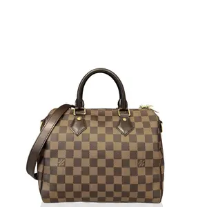 Pre-owned Louis Vuitton Leather tote bags Speedy Bandouliere 25 Damier Ebene Brown (ym030126c0)