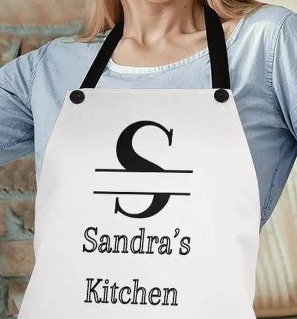 Personalized Split Monogram Chef Apron, Baker Apron Kitchen Lightweight