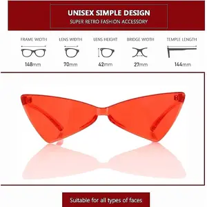 Triangle Thick Rimless Sunglasses One Piece Colored Transparent Sunglasses For Women and Men-