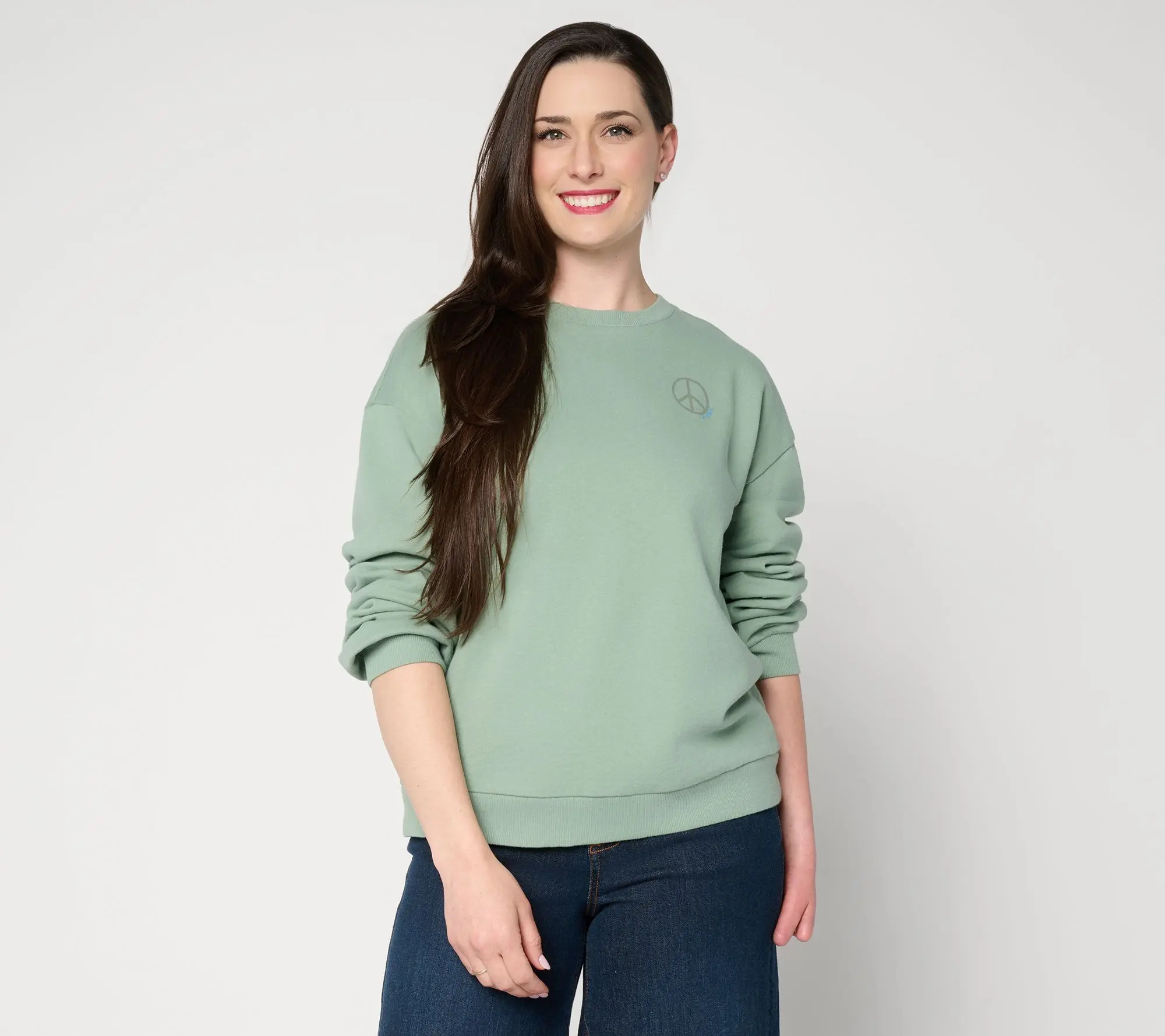 Peace Love World Crew Neck French Terry Sweatshirt