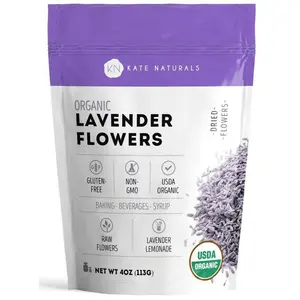 Dried Lavender Flowers for Tea, Syrup, Lemonade, Soap Making. Edible Culinary Grade Buds (4oz, Organic, Food Grade)