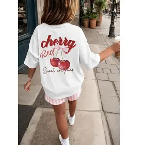 Women's cotton Light Loose Fit Round Neck T-Shirt, Summer Casual Graphic Print, Fun Cute Chic for Valentine's Day