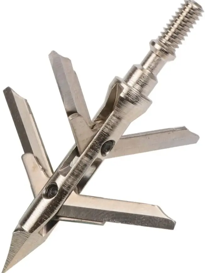 6PCS Hunting Broadhead 100 Grain 4 Mechanical Blade for Compound Bows and Crossbows