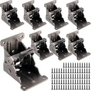 10 Pack Folding Leg Brackets, Folding Table Leg Bracket, Self-Locking Hinge, Folding Shelf Brackets Foldable Support Bracket with Screws for DIY Table