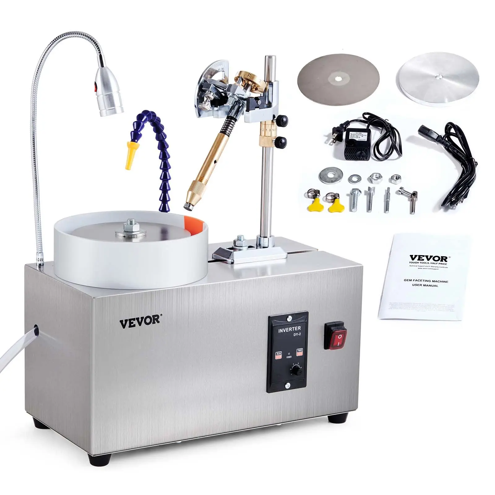 【DealsForYouDays】VEVOR Gem Faceting Machine, 180W Jade Grinding Polishing Machine 0-2980RPM Adjustable Rotating Speed, Rock Jewel Angle Polisher with Precise Mechanical Manipulator Scale Gem Jade Stone Crystal