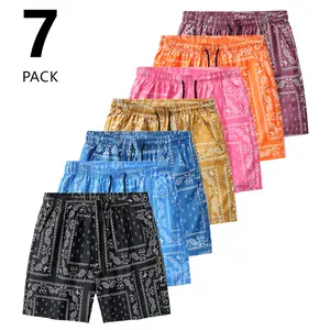 Men’s summer beach sports shorts in multiple colors, featuring a stylish geometric pattern; athletic, casual, quick-drying, drawstring shorts.