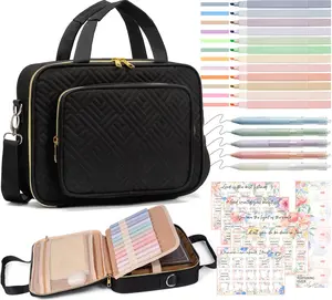 Bible Cover Case for Women, Large Bible Bag w/Shoulder Strap, Bible Study Supplies Journaling Kit Book Carrying Case with Pastel Highlighters 75 Tabs, Easter Mothers Day Christian Gifts for Women Mom