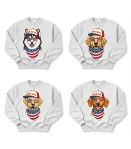 USA 250 Patriot Dog Sweatshirt Sport Grey & Sand - (25 Dog) Custom Patriotic Puppy for Dog Lovers