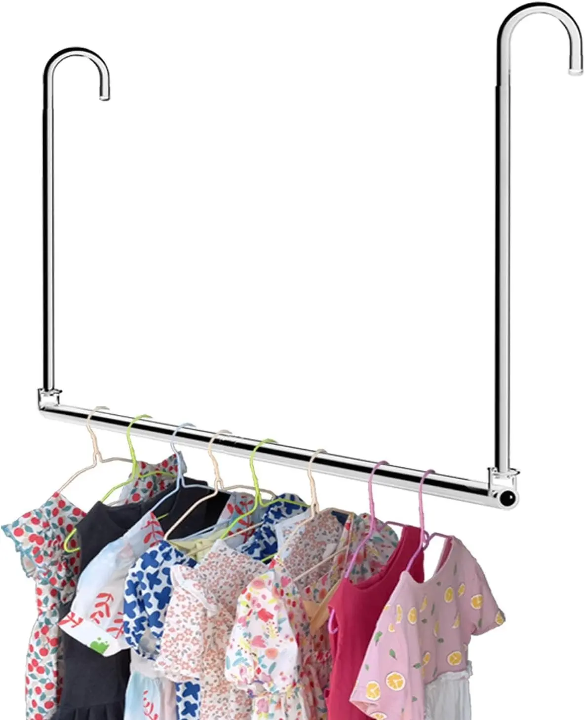 Closet Hanging Rod, Adjustable Width and Height Chrome | Space-Saving Clothes Hanging Bar, Heavy Duty Closet Hanging Organizer Closet Extender Hanging Rod Double Hanging Rod, 1 Pack