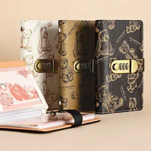 Bear Pattern Money Saving Wallet with Password Lock, A6 Cash Storage Album, Small Financial Management Binder, Holds Up to 100 Photos, Budget Planners, Finance Checklist Organizer