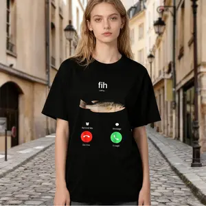 Premium model-Unisex-100% cotton-Transfer-Fih Calling Remind me Message Decline Accept Phone Call Fish T-Shirt Casual Fabric