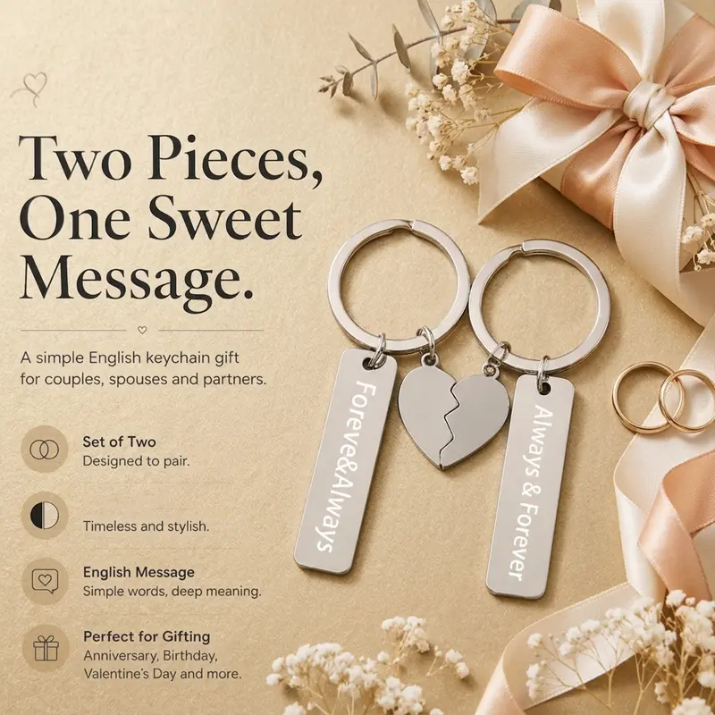 2pcs/Set Engraved Puzzle Heart Keychains Matching Key Ring Jewelry Gift for Couples, Family & Best Friends