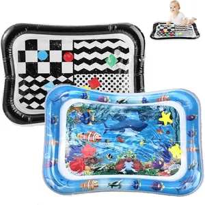 2 Pack Water Play Mat for Babies Floor, Inflatable Water Tummy Time Mat 0 3 6 12 Months, Water Pad Baby Sensory Mat, Baby Tummy Time Water Mat for Girl Boy Kids Infants Newborn