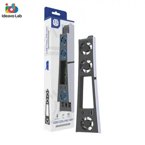Ps5 Slim Ultra-Thin Cooling Fan, Quiet Cooling System for Ps5 Slim Digital/disc Edition, LED Lights, 3 Fans, USB 3.0 Interface, Gaming Items