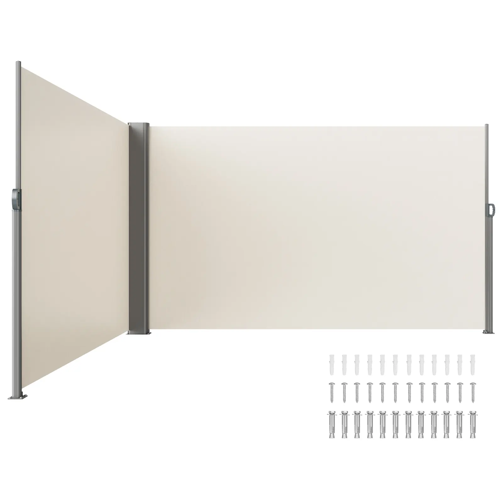 【fathersdaygift】VEVOR Retractable Side Awning 71''x 236'' Aluminum Outdoor Privacy Screen280g Polyester Water-proof Retractable Patio ScreenUV 30+ Room Divider Wind Screen for PatioBackyardBalconyBeige, Patio Decor Privacy, Adjustable Length Panels,campin