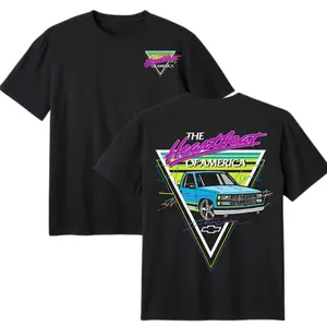 Trucks The Heartbeat of America Graphic Shirt, Unisex Cotton T-Shirt  for Truck Lovers, Casual Daily Wear, Chevy Gang Design