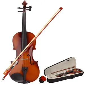 4/4 Full Size Solid Wood Acoustic Violin Complete Kit for Beginners - Includes Hard Case, Bow, Rosin, Shoulder Rest, Tuner