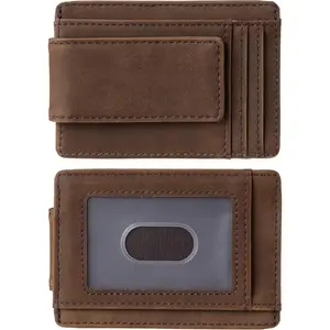 Genuine Leather Magnetic Front Pocket Money Clip Wallet RFID Blocking Genuine Leather Magnetic Front Pocket Money Clip Wallet RFID Blocking