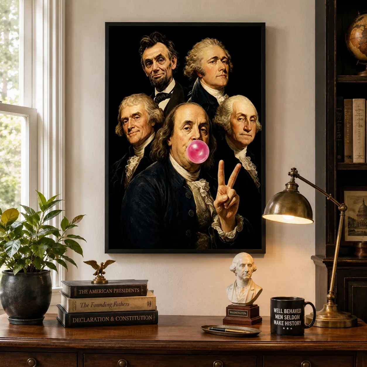 Bubblegum Founding Fathers Pop Art | Poster & Canvas Print | Funny History Wall Art | Quirky Room Decor