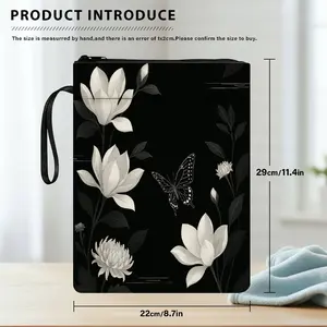 1PC Floral Butterfly Nature Print Book Cover with Zipper Closure - Book Protector & Storage Bag, Front Pocket for Students, Teachers, Office Supplies, Book Accessories