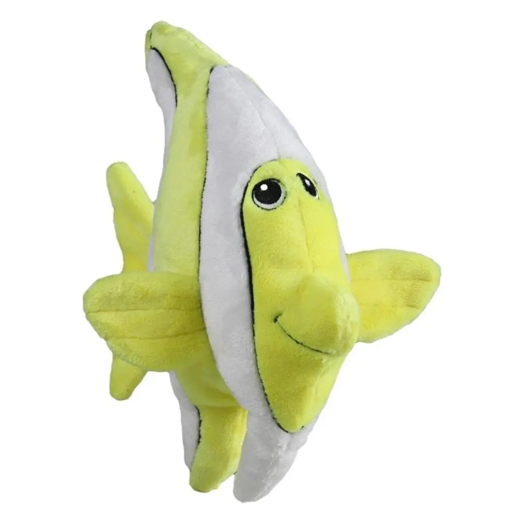 Snuggle Puppy Tender-Tuffs Big Shots - Large Plush Dog Toys for Medium and Large Breeds - Stuffed Yellow Angelfish with Puncture Resistant Squeaker