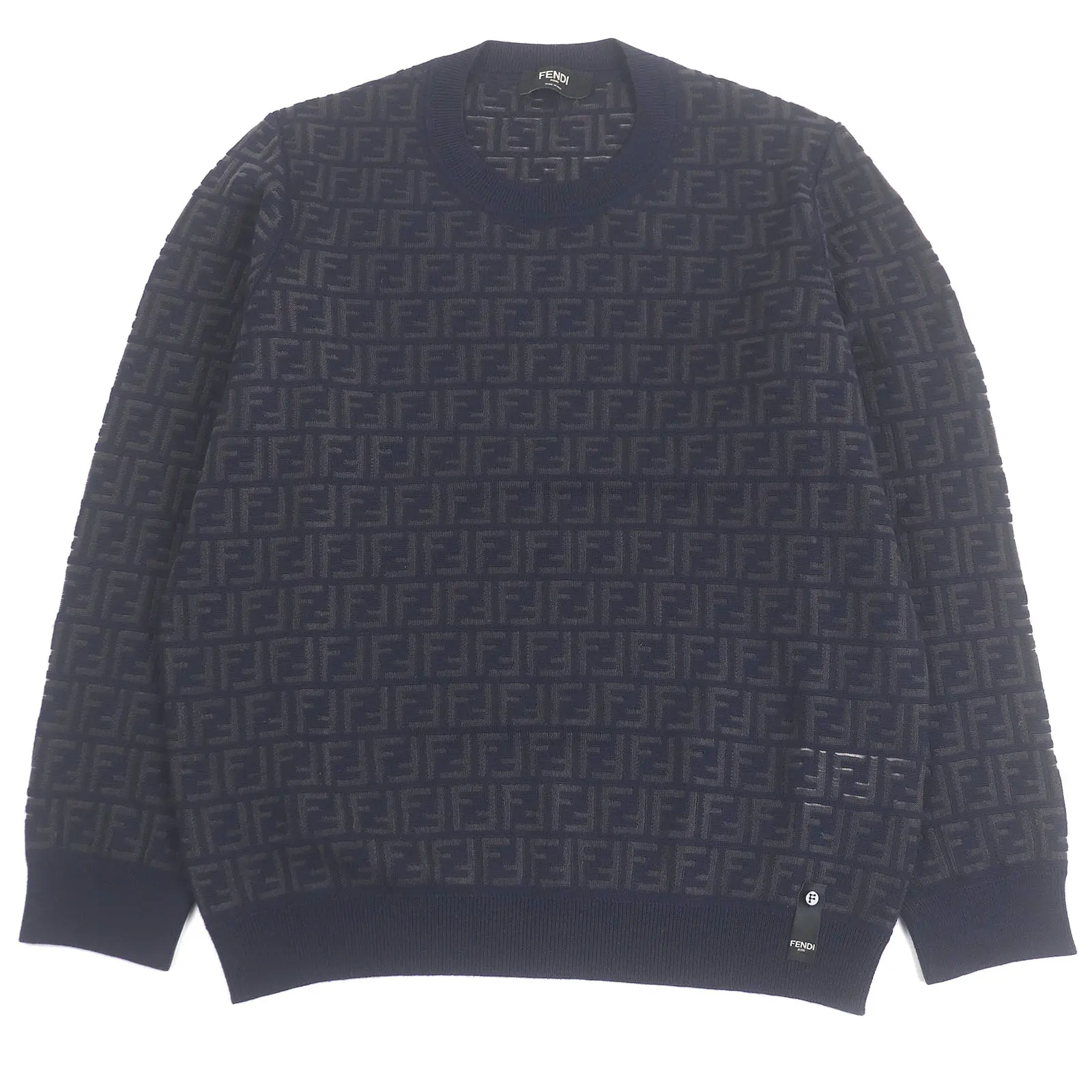 Pre-owned FENDI Others Small Leather Goods FF Logo Zucca Wool Sweater