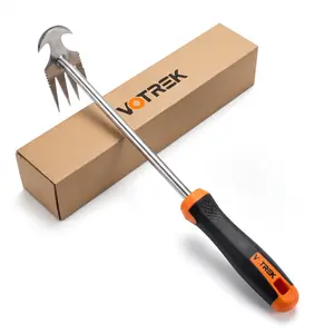 Durable Stainless Steel Weeding Tool, Electroplated Grass Remover with Rubber Handle, Portable Uprooting Hand Tool for Garden