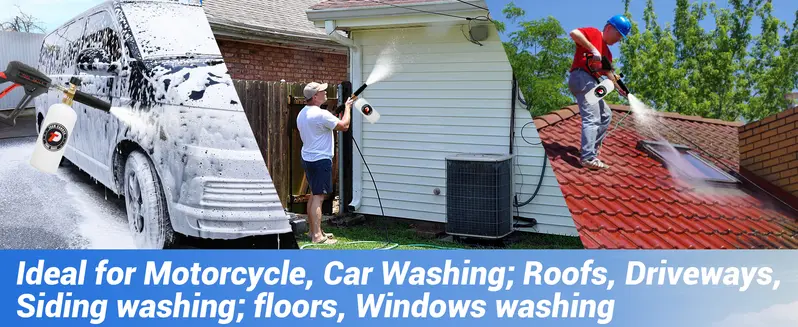 Product Introduction of Tool Daily Short Handheld with  Cannon FOR PRESSURE WASHER,  1/4 Inch Quick Connector, Water Spray Tool with 5 Nozzle Tips, 1 Liter snow foam lance, FathersDayGift 25