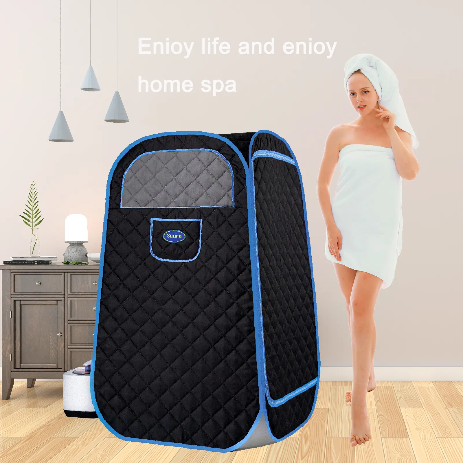 Bellemave  Portable Folding  Steam Sauna with 1000W 2.2L Steam Generator, Folding Steel Rim, Fast Heating, Easy Installation & FCC Certification – Personal Relaxation Spa Tent + High Quality Memory Foam Mattress, High Quality Mattress