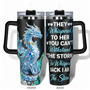 1pc 40oz/30oz/22oz/20oz/14ozCup Stainless Steel Drinkware Tumbler With Crystalline Dragon and Crystals Design, Leakproof Large Capacity, Needed for Gym, Hiking, Travel Ideal Birthday Christmas Gift Perfect Gift