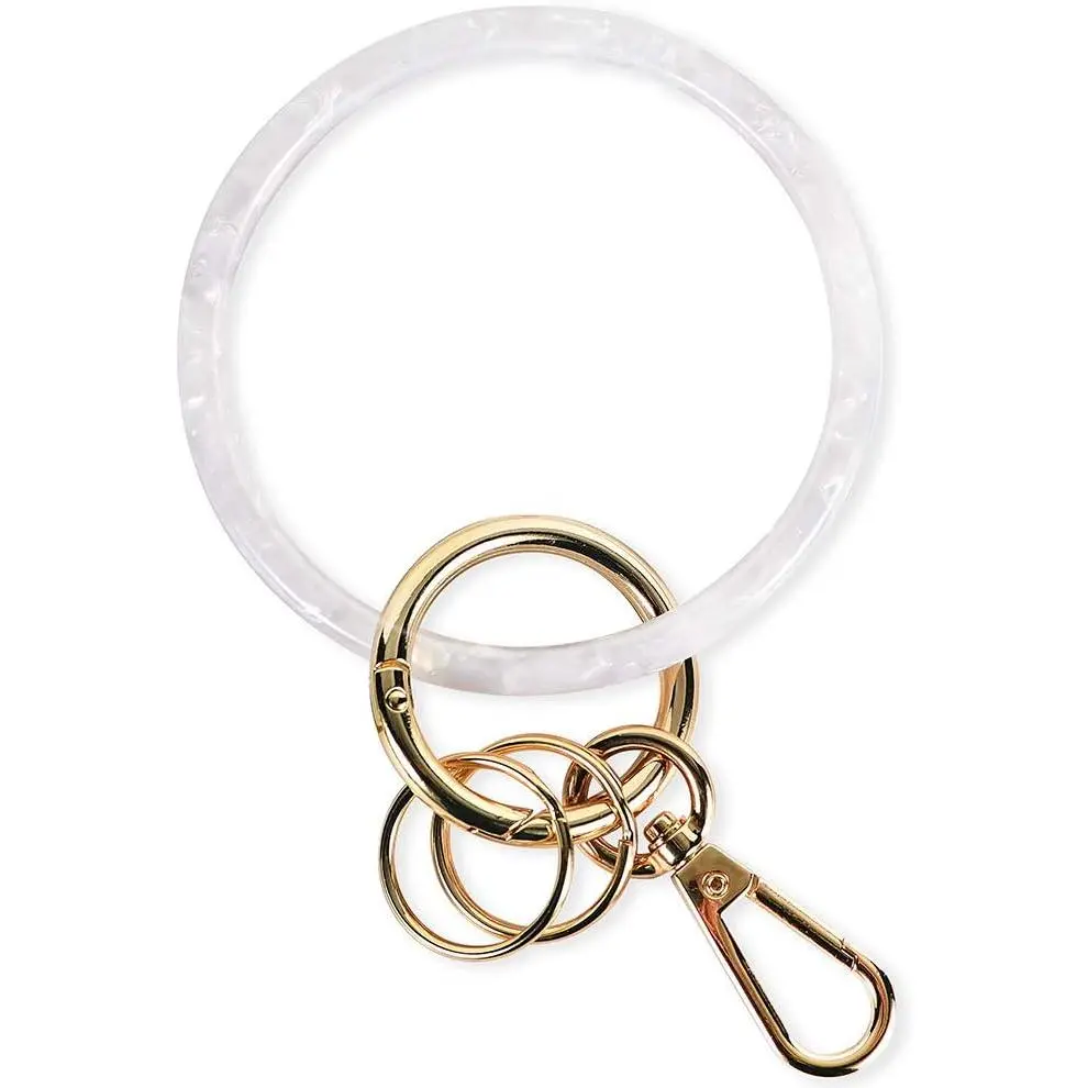 Wristlet Keychain Bracelet for Women Bangle Key Rings Acetate Round Key Chain with Clip