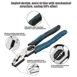 6-in-1 CR-V Multi-functional Angled-head Pliers – Easy And Effort-saving Operation, Ideal For DIY Projects, Household Repairs And Vehicle Maintenance, Integrating Functions Of Wire Stripping, Cutting, Crimping And Screwdriving