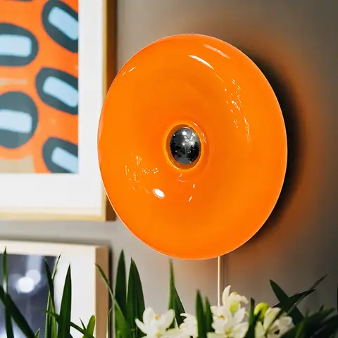 Rechargeable Orange Donut LED Lamp - Plastic Shade Retro-Modern Home Light, 3-Color Dimmable Bedroom Bedside/Table/Wall Sconce, Whimsical Home Decor Items, Cool Room Decor, LED Lights
