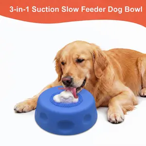 FINDCUTE 3-in-1 Suction Slow Feeder Lick Bowl | Built-in Treat Ball + Tongue Cleaner | 8 Suction Cups, No Mess, No Spill | Perfect for Yogurt, Peanut Butter & Liquid Treats | Summer Vibes for Happy Pet Lovers