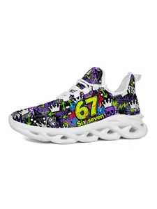 Exclusive Recommended Kid's Graffiti Style Sneakers, Unique Printed Fashion Design with Number 67 and Skull Pattern, Must-Have for Street Style and Skateboarding, Casual Athletic Footwear, Sports Skate Shoes, Skateboard Shoes