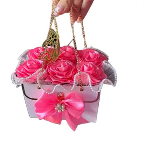 Handmade gift Luxury Handmade Ribbon roses in a purse box with butterfly and ribbon bow, perfect gift for any occasion , Forever Bouquet