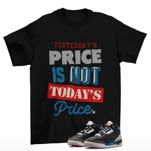 3 Rare Air Graphic Tee, Pricey T-shirt Match 3 Rare Air Black Blue Sneaker, Comfortable Stretch, Moves with You, Simple Look