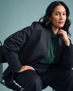 PowerPonte Denim Collarless Blazer - Charcoal