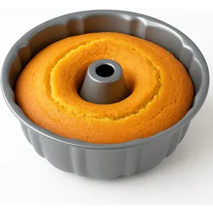 10-Inch Nonstick Cake Pan, Fluted Tube Pan for Pound Cakes, Muffins, Angel Food Cake, Coffee Cake, and More – Easy Release, Dishwasher Safe, Oven Safe, Heavy Duty