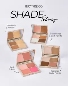 [RUBY VIBE CO] Shade Story Ultimate 4-Color Face Palette Collection, Highlighter Contour Blush and Bronzer Multi-Use Palette, for Blushing Sculpting and Glowing