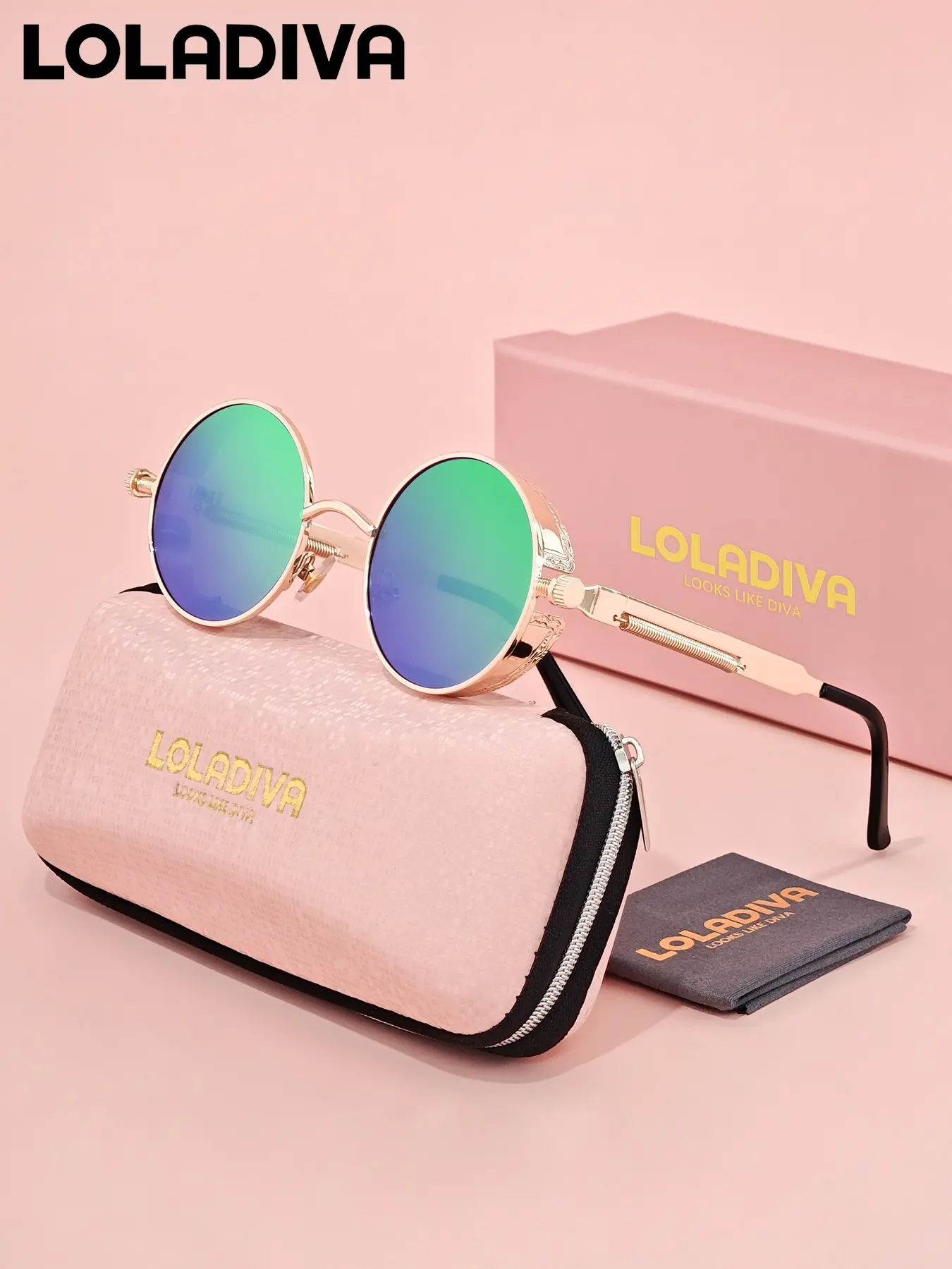 LOLADIVA Unisex Fashion Casual Full Frame Sunglasses Hiking Round Frame Polarized Sunglasses UV400 Trendy Casual Sunglasses